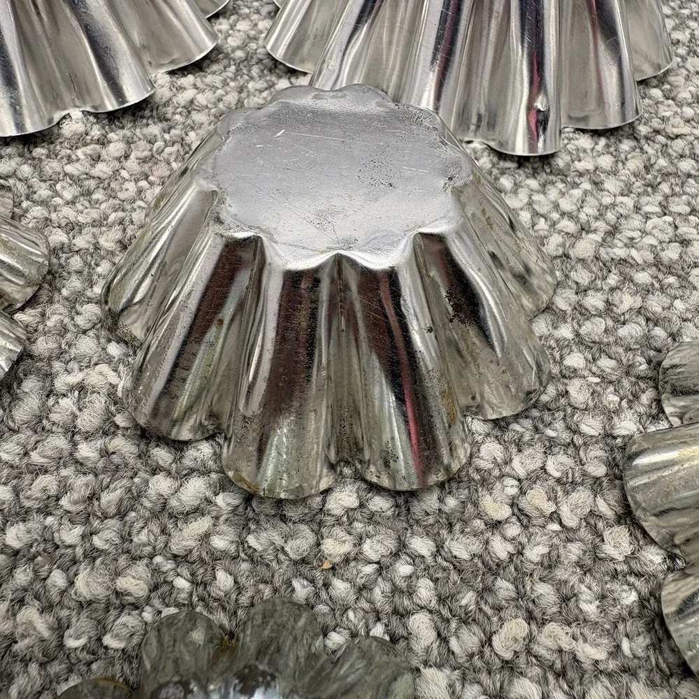 Aluminum‎ Molds VTG Scalloped Fluted Metal Tins Lot Of 9 Jello Cake